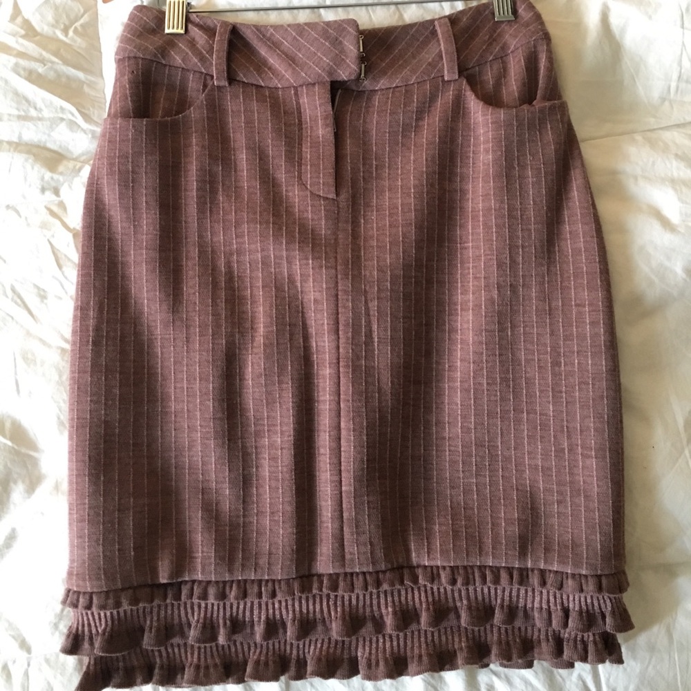 {Kay Unger} ruffle striped pencil skirt 0 xs